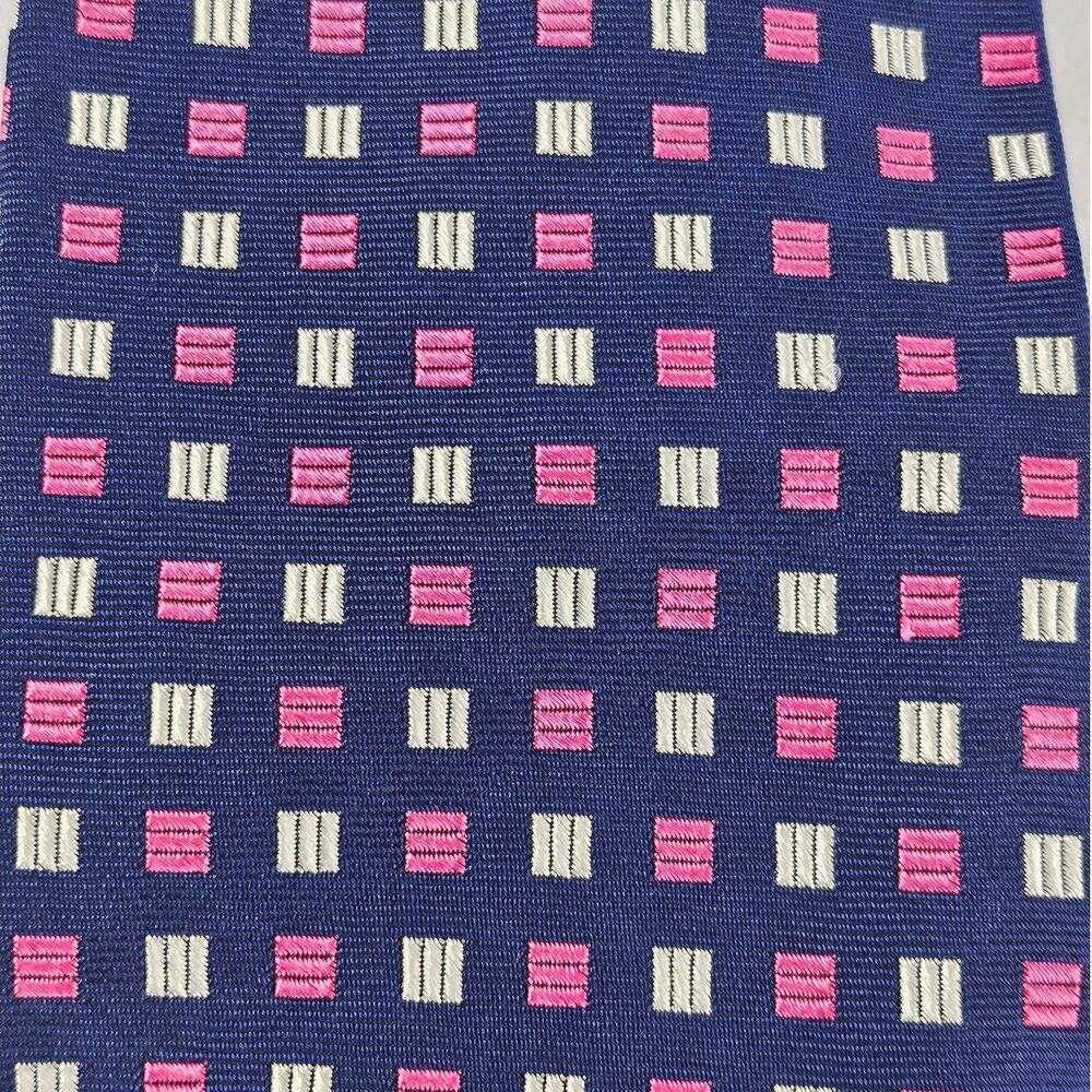 BROOKS BROTHERS MAKERS SILK TIE – BLUE W/ PINK & WHITE PATTERN – 4" WIDTH - Picture 5 of 11